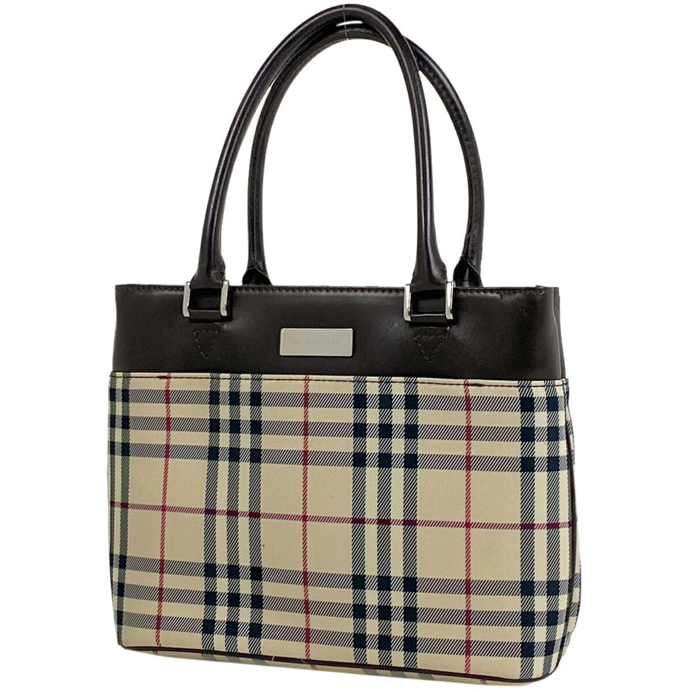Burberry check handbag tote bag beige brown